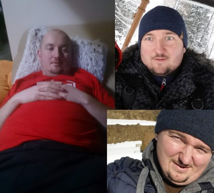 Martin predtým, približne 105 kg